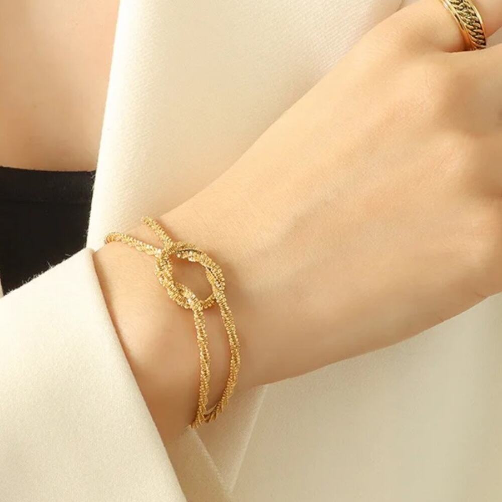 NEW 18K karat yellow gold plated knot knotted chain bracelet jewelry B3A